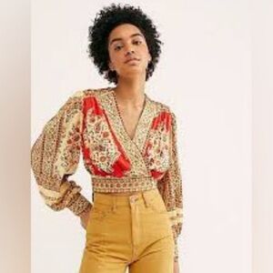 Free People Satin Paisley Blouse